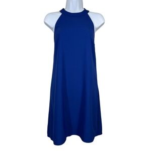 Hutch Blue Crepe Halter Open Back Mini Dress Women's Small Cocktail Quiet Luxury